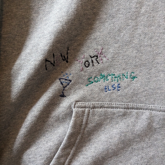 Coach Hand Drawn Embroidered Hoodie Gray Men's Size XXL Made in Portugal - Picture 12 of 13